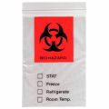 BIOHAZARD SPECIMEN 2-POCKET ZIP BAG WITH ABSORBENT PAD, CLEAR, 6" X 9"