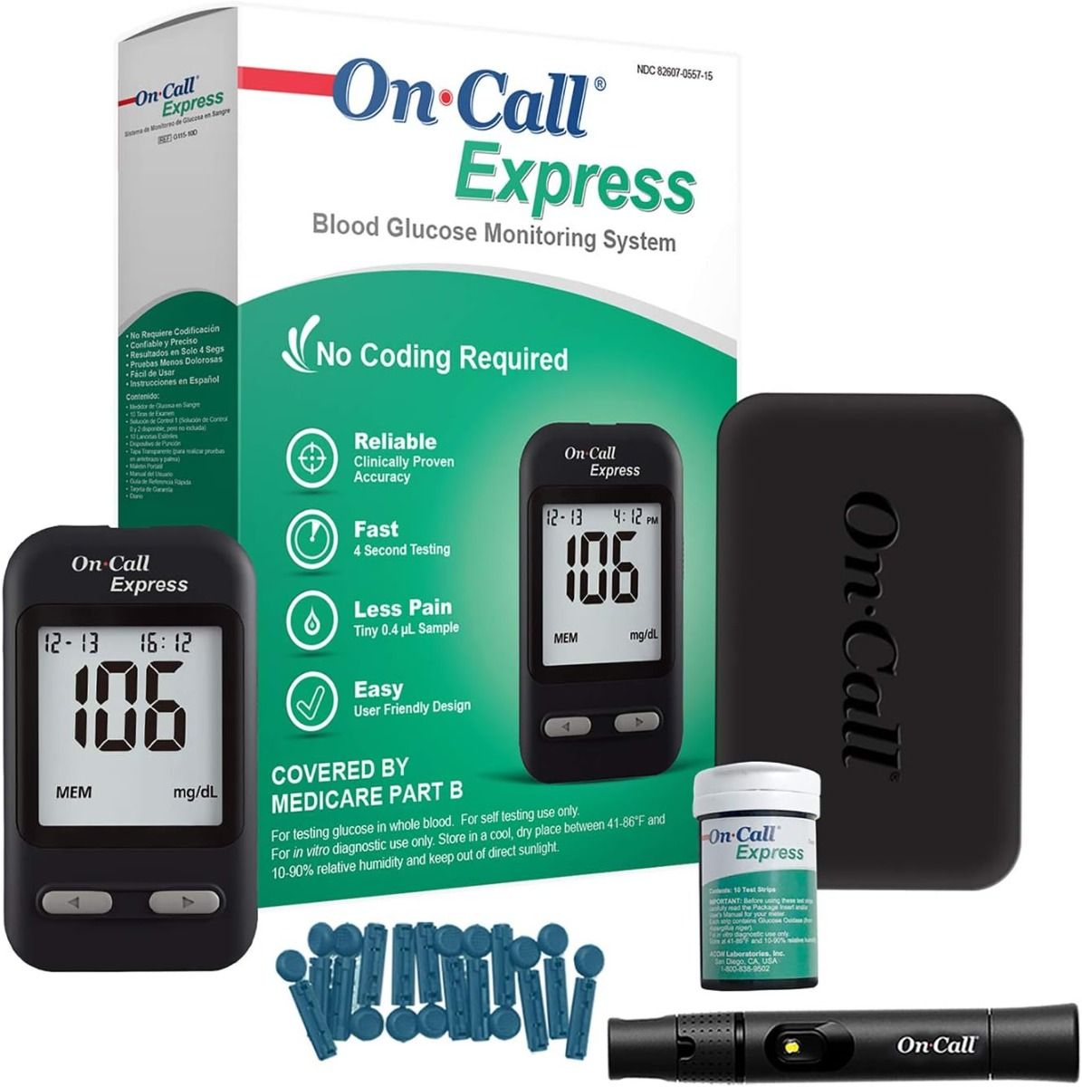 On-Call Express 血糖値測定用テストストリップ 50枚入10箱 On Call Express Blood Glucose Monitoring System - Starter Kit